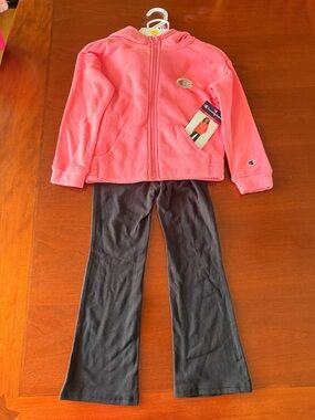 Champion Pink Hoodie and Black Pants Kids Matching Set